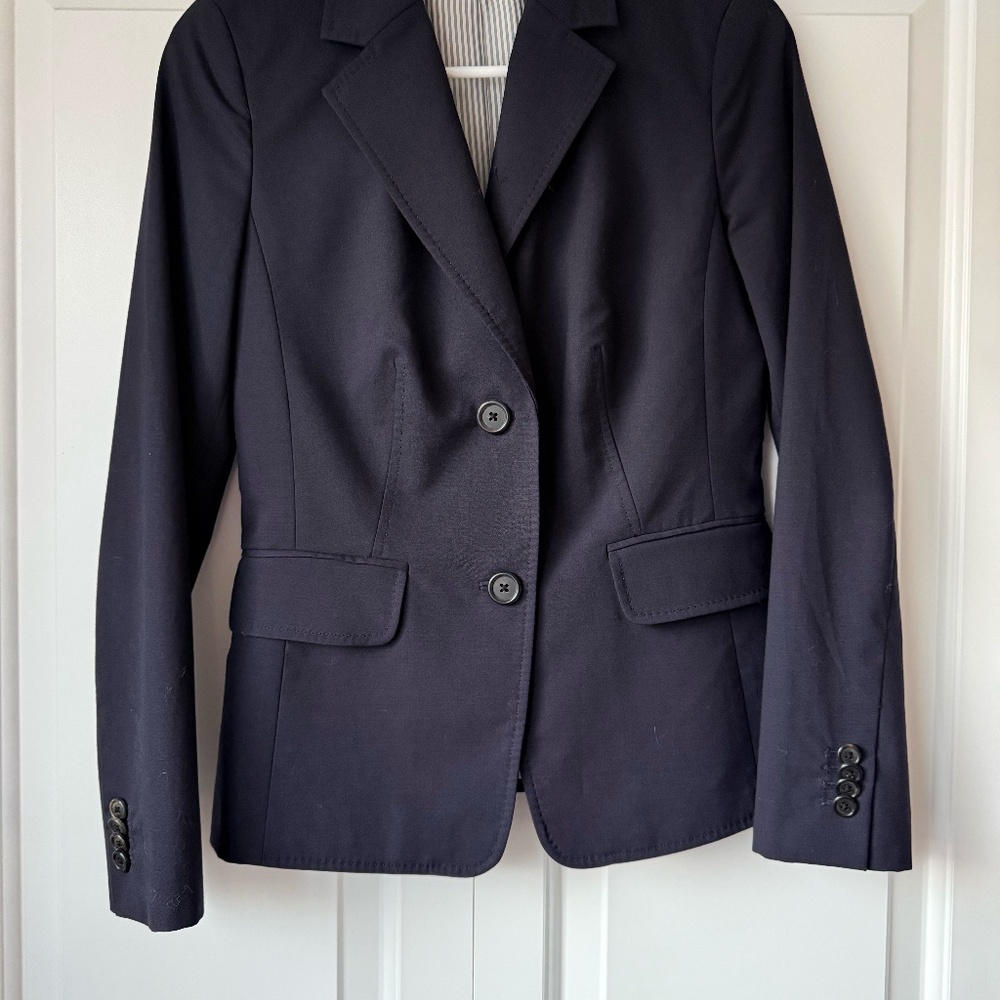 Lands' End Canvas Blue Wool Blazer